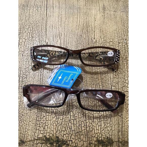 New - 2 Pairs Of Transparent Frame Reading Glasses - 175 - Picture 1 of 2